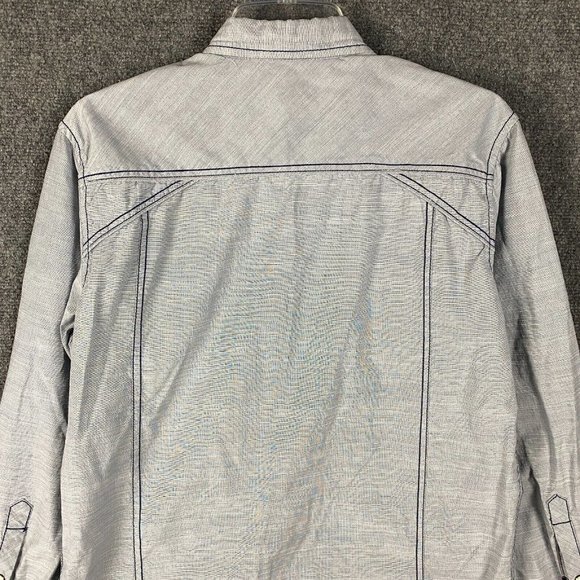 Various Artists Pearl Snap Shirt Men's Medium Long Sleeve Gray Cotton Blend M - Picture 10 of 10